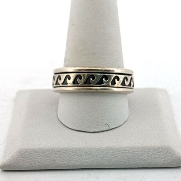 Vintage Sterling Silver 925 Spinner Wave Ring Men's Size 12 Mexico 10.9g Estate - Picture 1 of 8